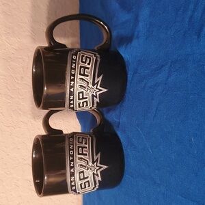 Two (2) San Antonio Spurs black coffee mug tea cup 10 oz each